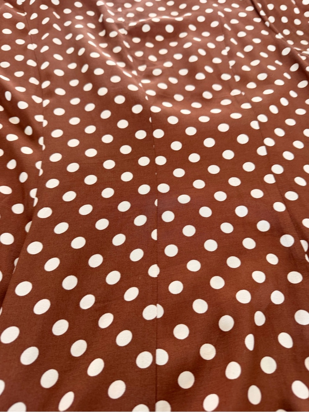 NEVER WORN**LPA Brown and White Polka Dot Wrap Midi Dress - Picture 7 of 13